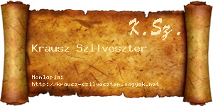 Krausz Szilveszter névjegykártya